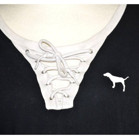 Pink Victoria Secret Size S Long Sleeve Shirt Drawstring V-Neck Dog Logo Casual - Picture 3 of 11